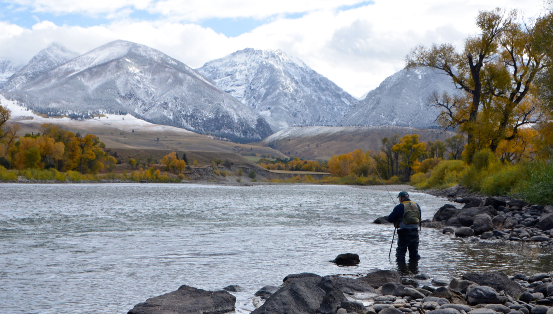 Wade Fishing on the Yellowstone River in October